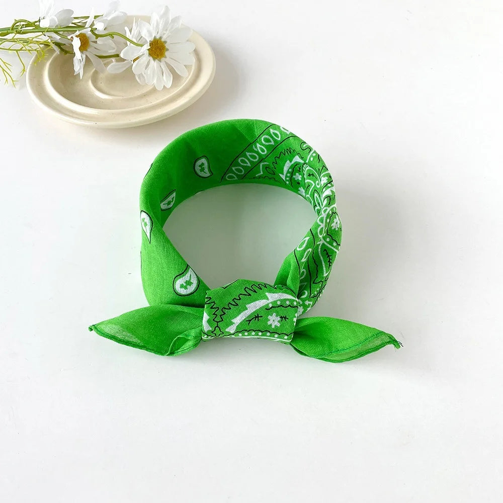 Light Green Paisley Bandana Head Wrap Neck Scarf Mask