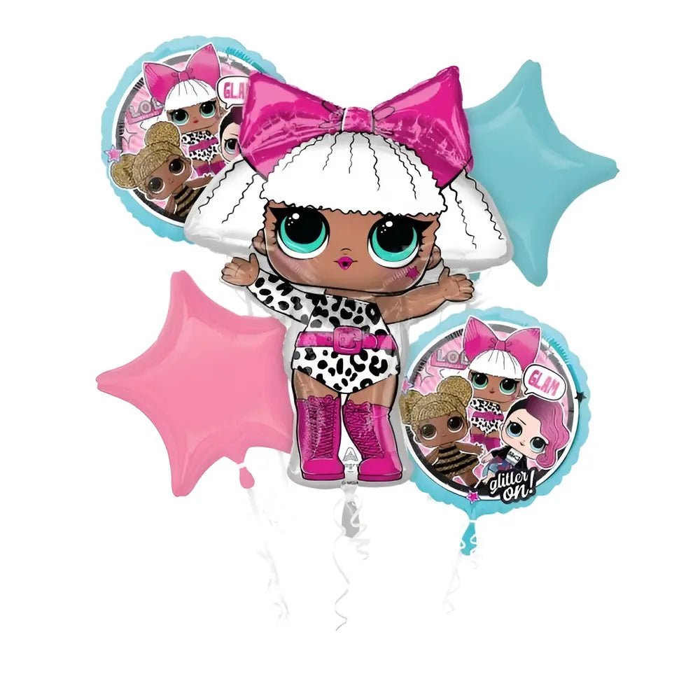 LOL Surprise Glam Foil Balloons Bouquet 5pk - NextParty