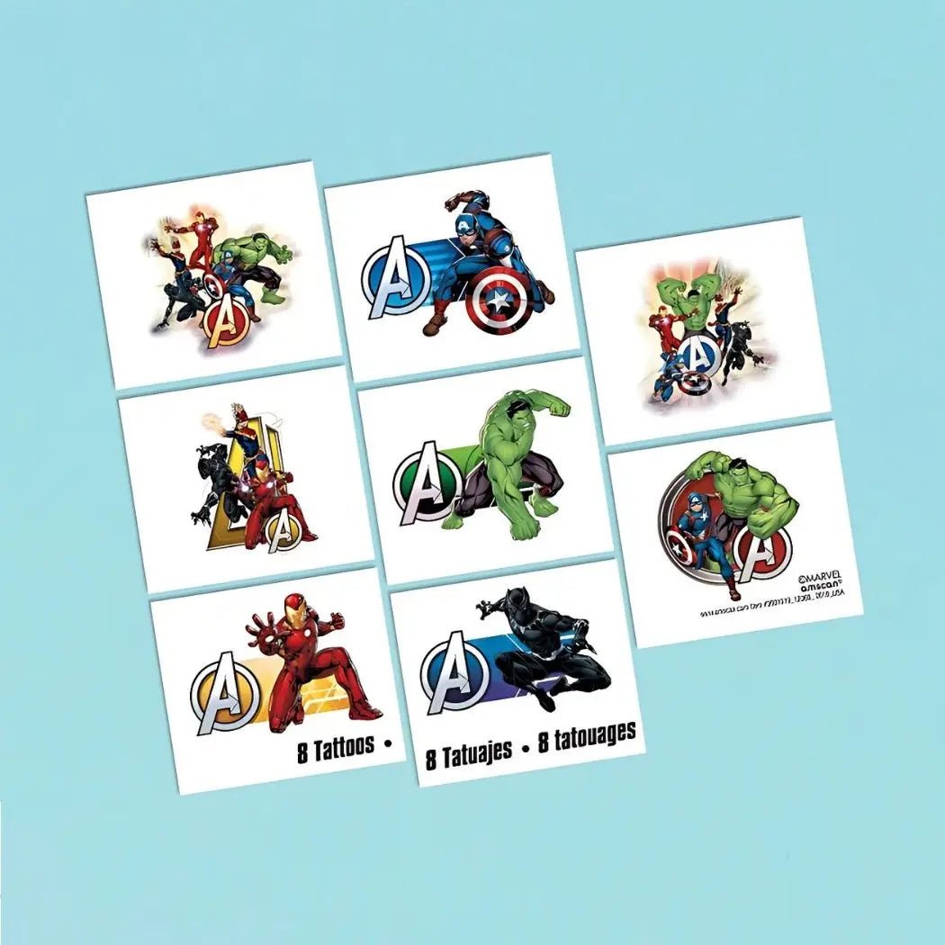 Marvel Avengers Temporary Tattoos 8pcs (1 Sheet) Party Favours Powers Unite - NextParty