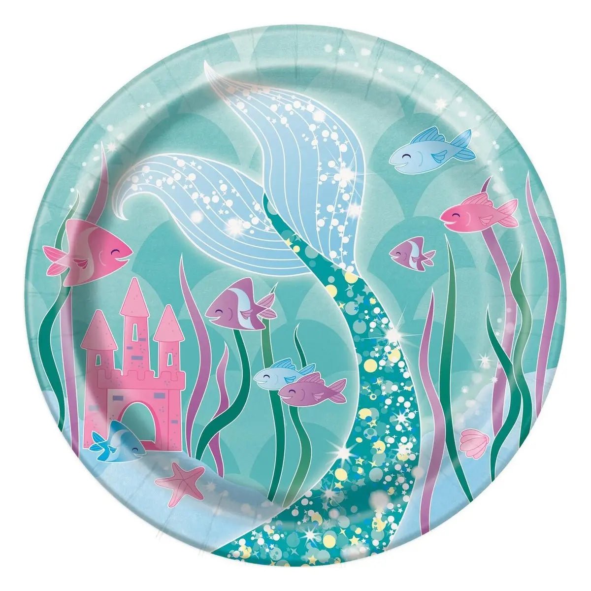 Mermaid Small Paper Plates 18cm (7") 8pk - NextParty