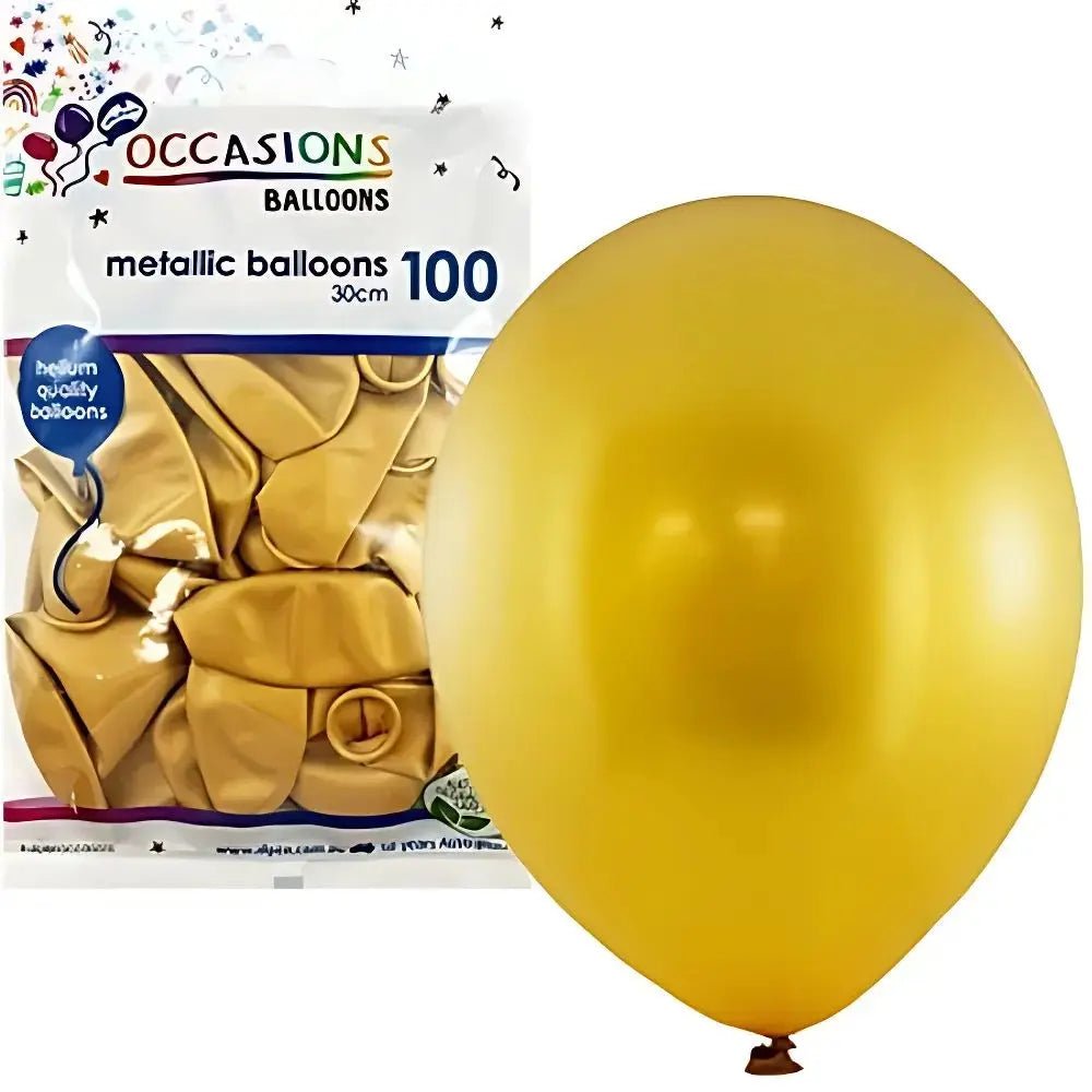 Metallic Gold Latex Balloons 30cm (12") 100pk - NextParty