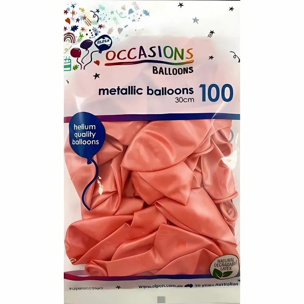 Metallic Rose Gold Latex Balloons 30cm (12") 100pk - NextParty