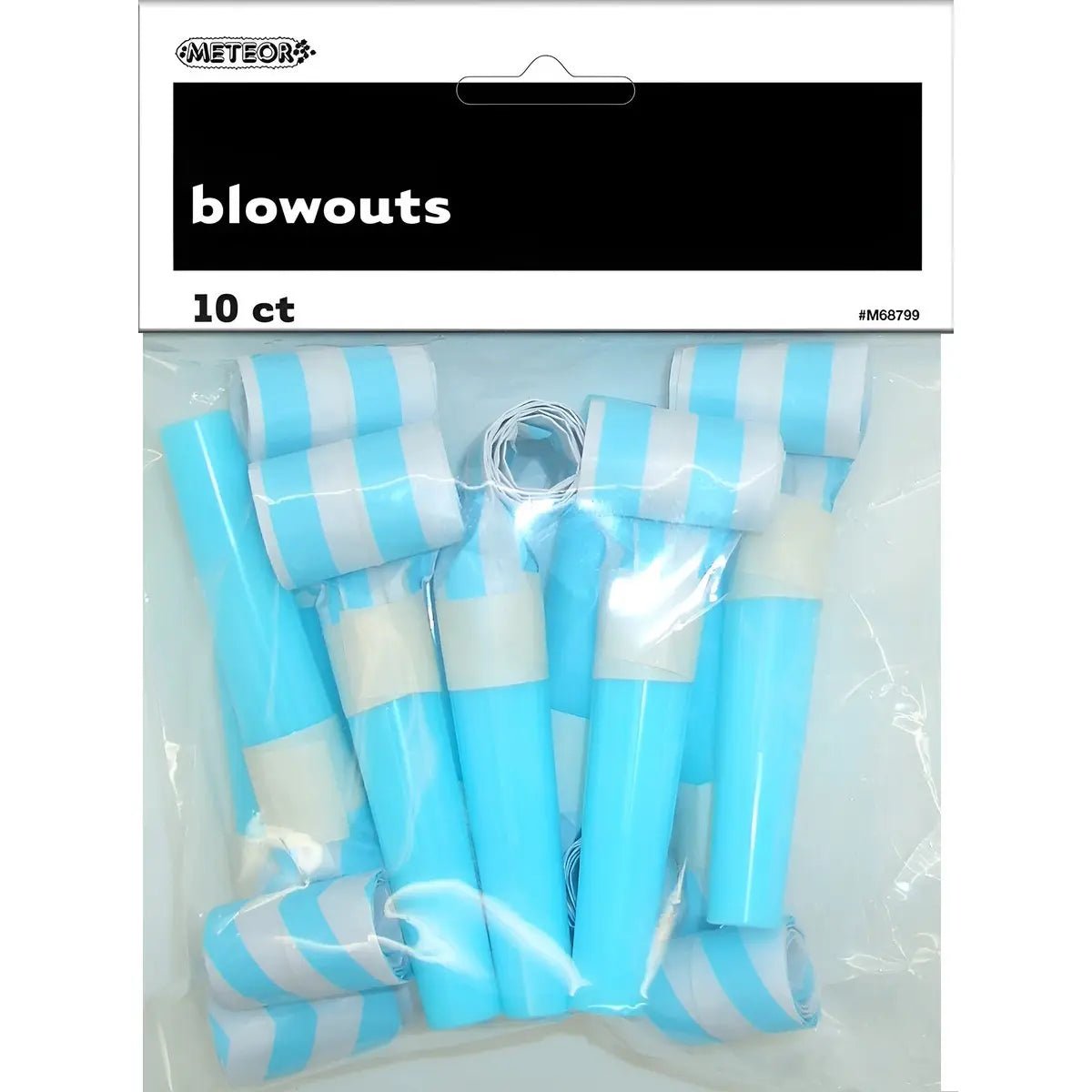Powder Blue Party Blowouts 10pk Stripes & Chevron - NextParty