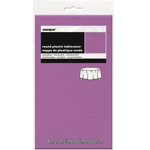 Purple Round Solid Colour Plastic Table Cover Tablecloth 213CM (84in.) 50333 - Party Owls