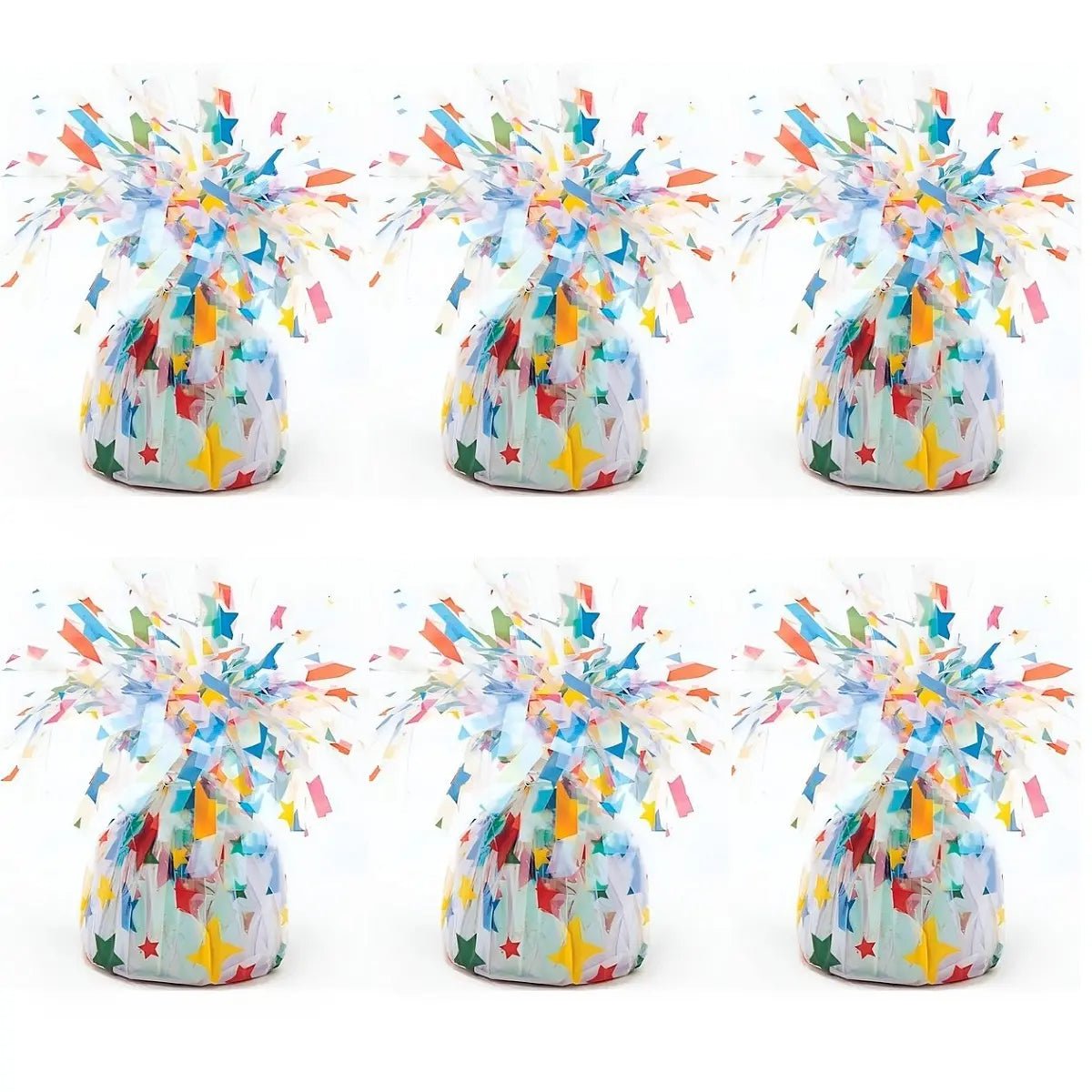 Rainbow Stars Foil Balloon Weights 6pk - NextParty