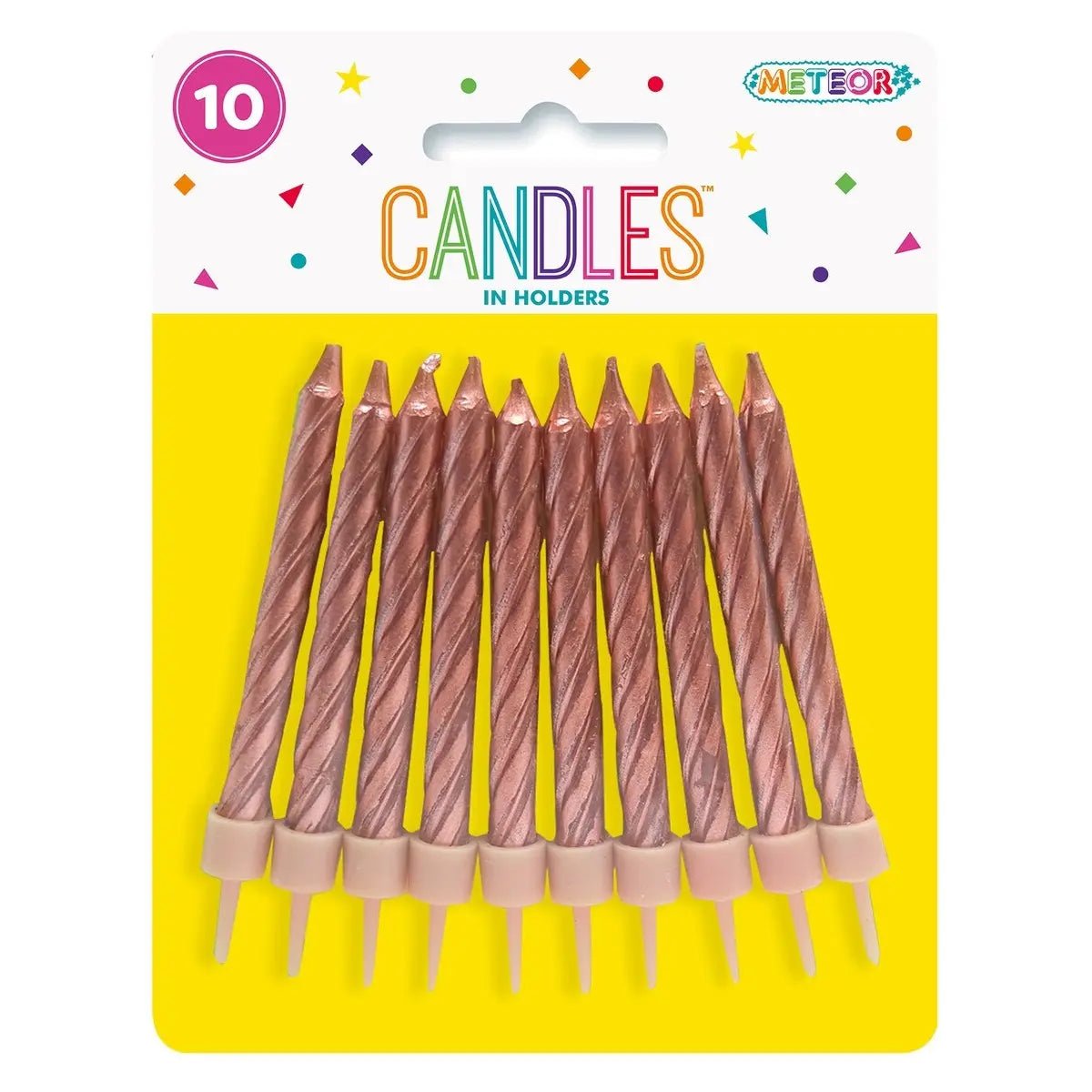 Rose Gold Metallic Spiral Birthday Candles 10pk - NextParty