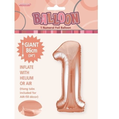 Rose Gold Number 1 Giant Numeral Foil Balloon 86CM (34") - NextParty