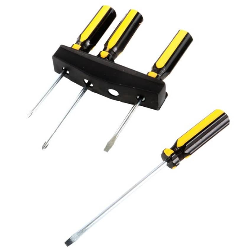 Screwdrivers Set 4pk With Holder Mount Phillips & Flat Head - NextParty