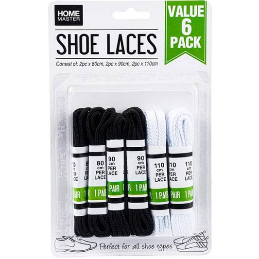 Shoe Laces 6 Pairs (3 Sizes 80CM 90CM 110CM) - NextParty