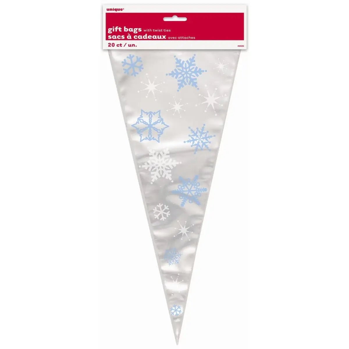 Snowflakes Cone Cello Bags 20pk 37.5cm x 17cm - NextParty
