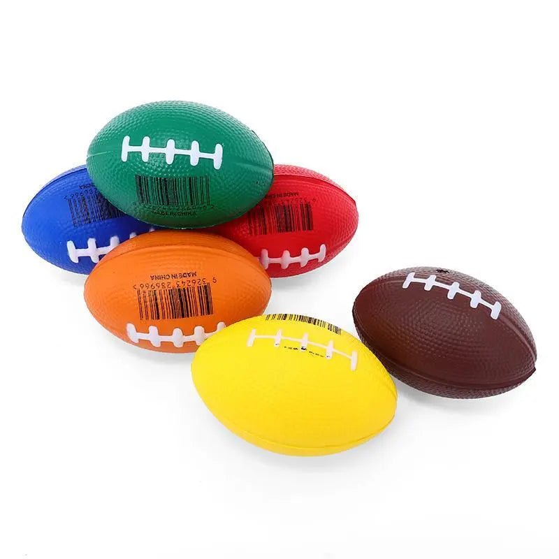 Squeeze Me Football Stress Relief Balls 8.5cm 6pk Assorted Colours - NextParty