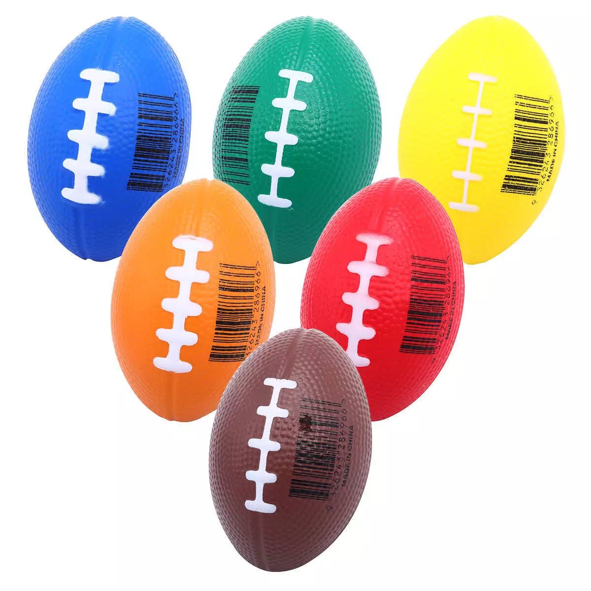 Squeeze Me Football Stress Relief Balls 8.5cm 6pk Assorted Colours - NextParty