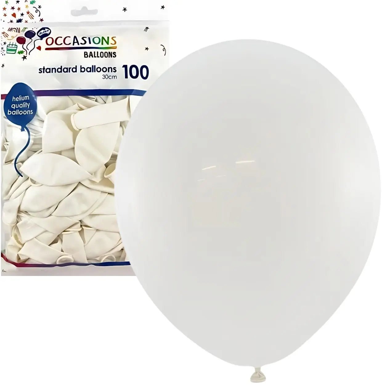 Standard White Latex Balloons 30cm (12") 100pk - NextParty