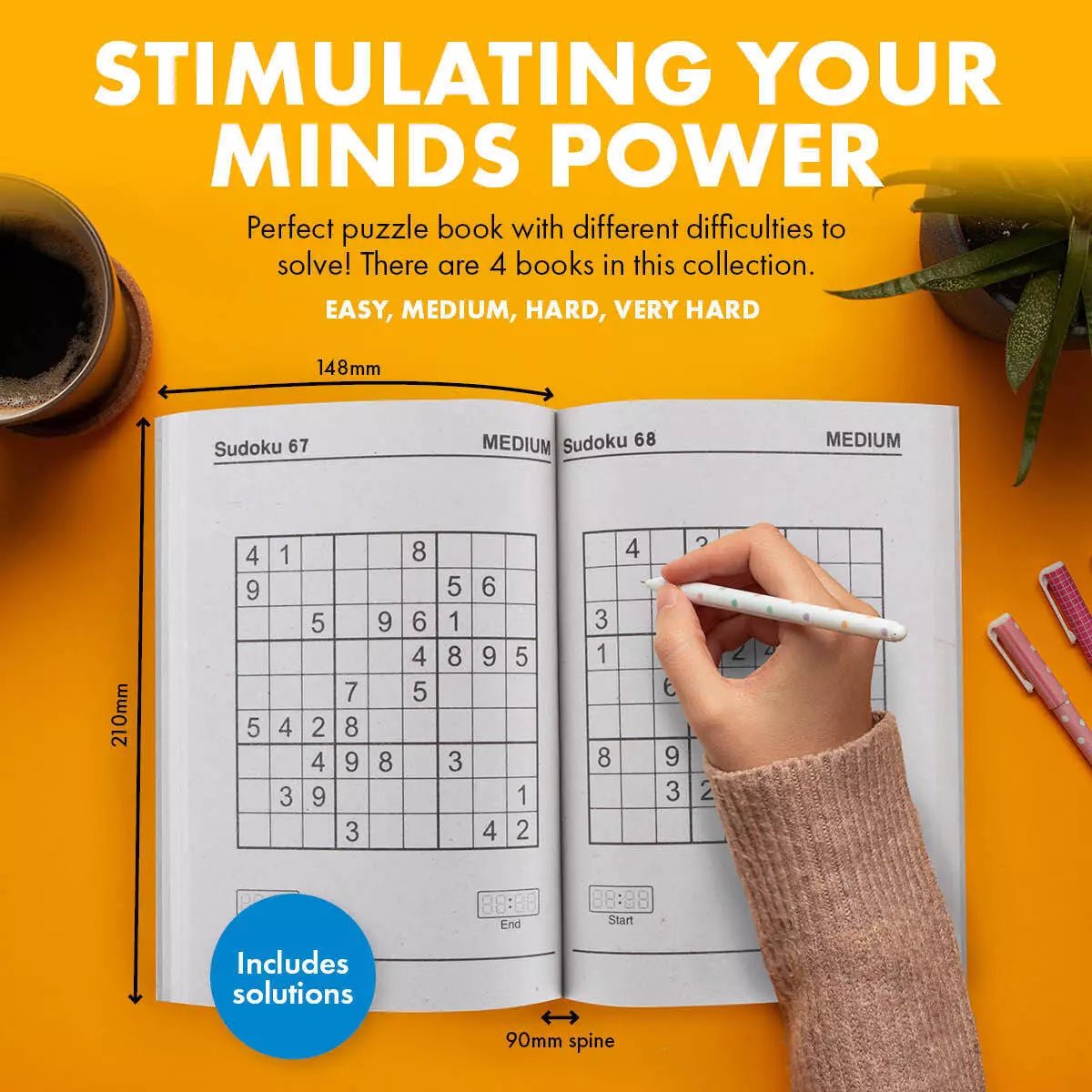 Sudoku Puzzle Books 4pk A5 160 - Page Large Print - NextParty