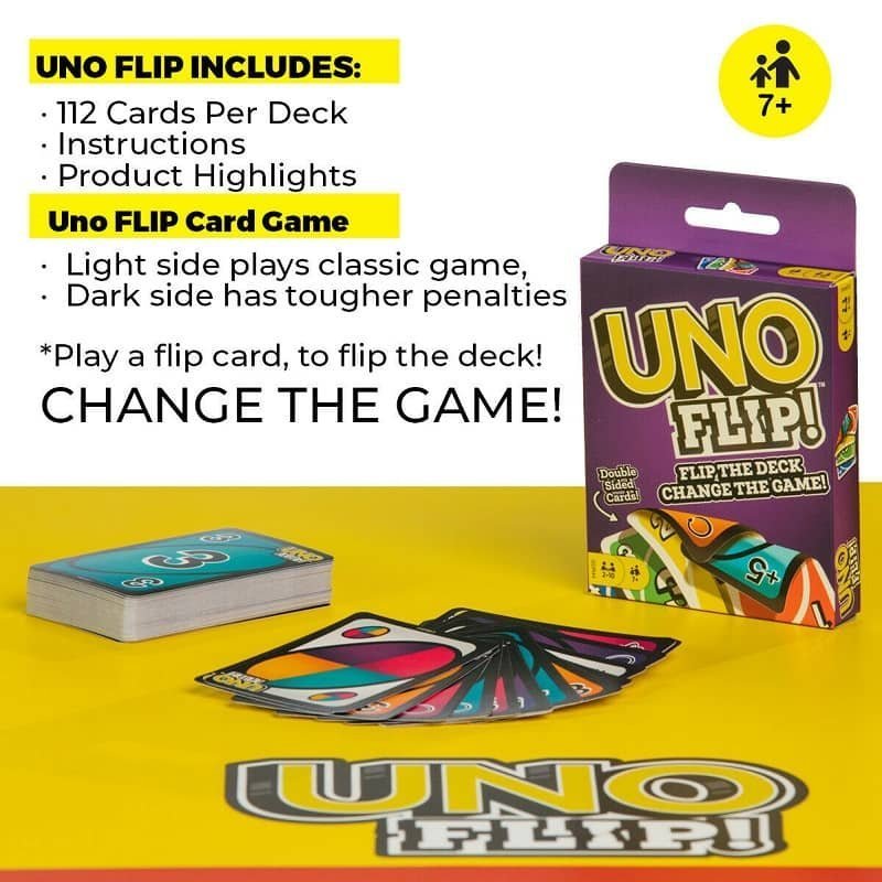 UNO Flip! Cards Double Side Playing Cards - Turn Over - NextParty