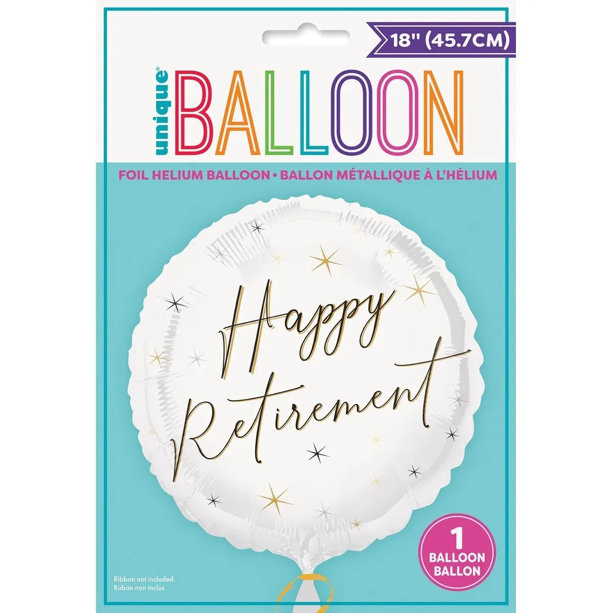 White Happy Retirement Foil Balloon 45cm (18") - NextParty