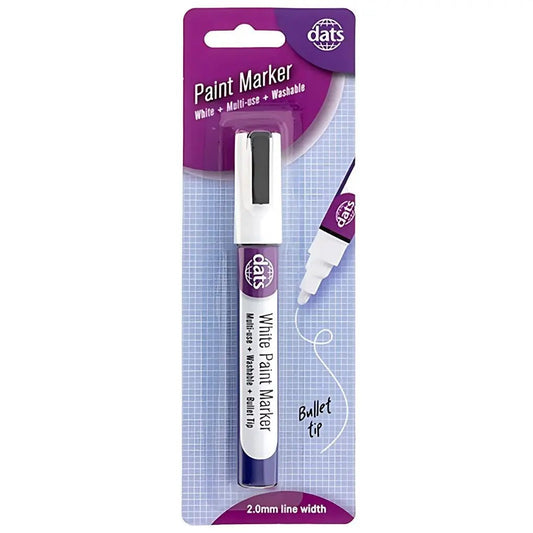 White Paint Marker 2.0mm Bullet Tip Multi - use Washable - NextParty