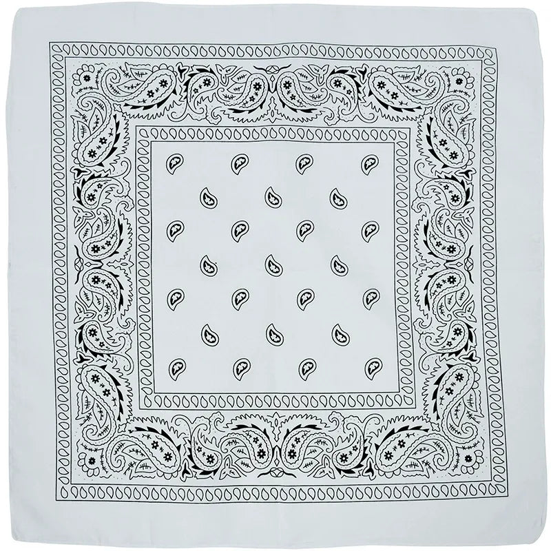 White Paisley Bandana Head Wrap Neck Scarf Mask