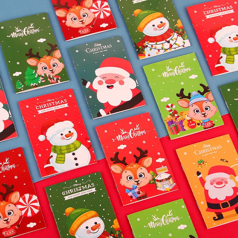 6 Mini Christmas Notebooks 16-Page 7cm x 10.5cm (Assorted)
