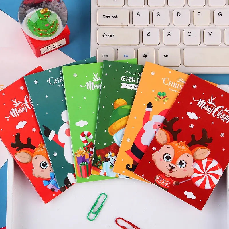 6 Mini Christmas Notebooks 16-Page 7cm x 10.5cm (Assorted)