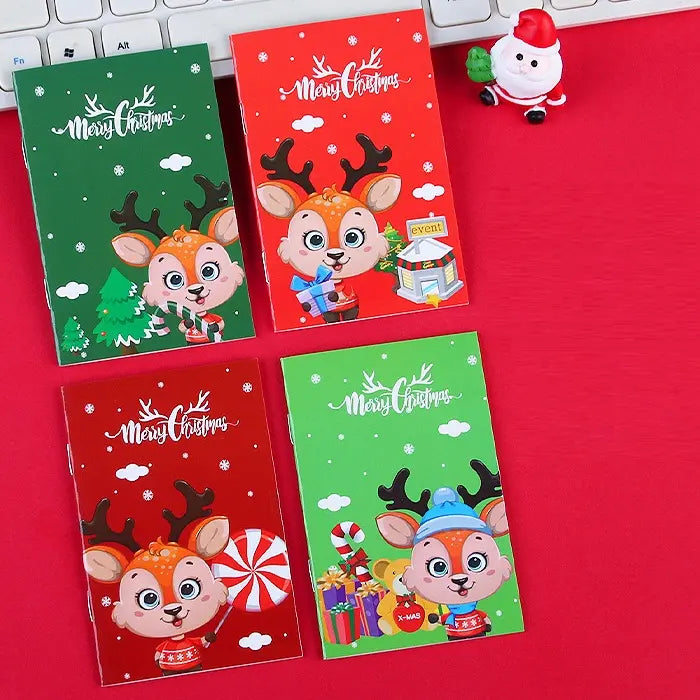 6 Mini Christmas Notebooks 16-Page 7cm x 10.5cm (Assorted)