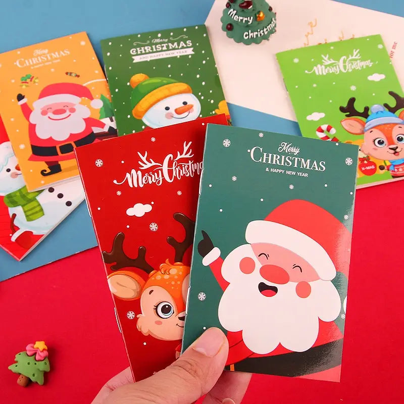 6 Mini Christmas Notebooks 16-Page 7cm x 10.5cm (Assorted)