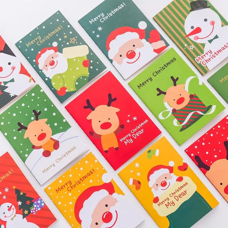 6 Mini Christmas Notebooks 16-Page 7cm x 10.5cm (Assorted)